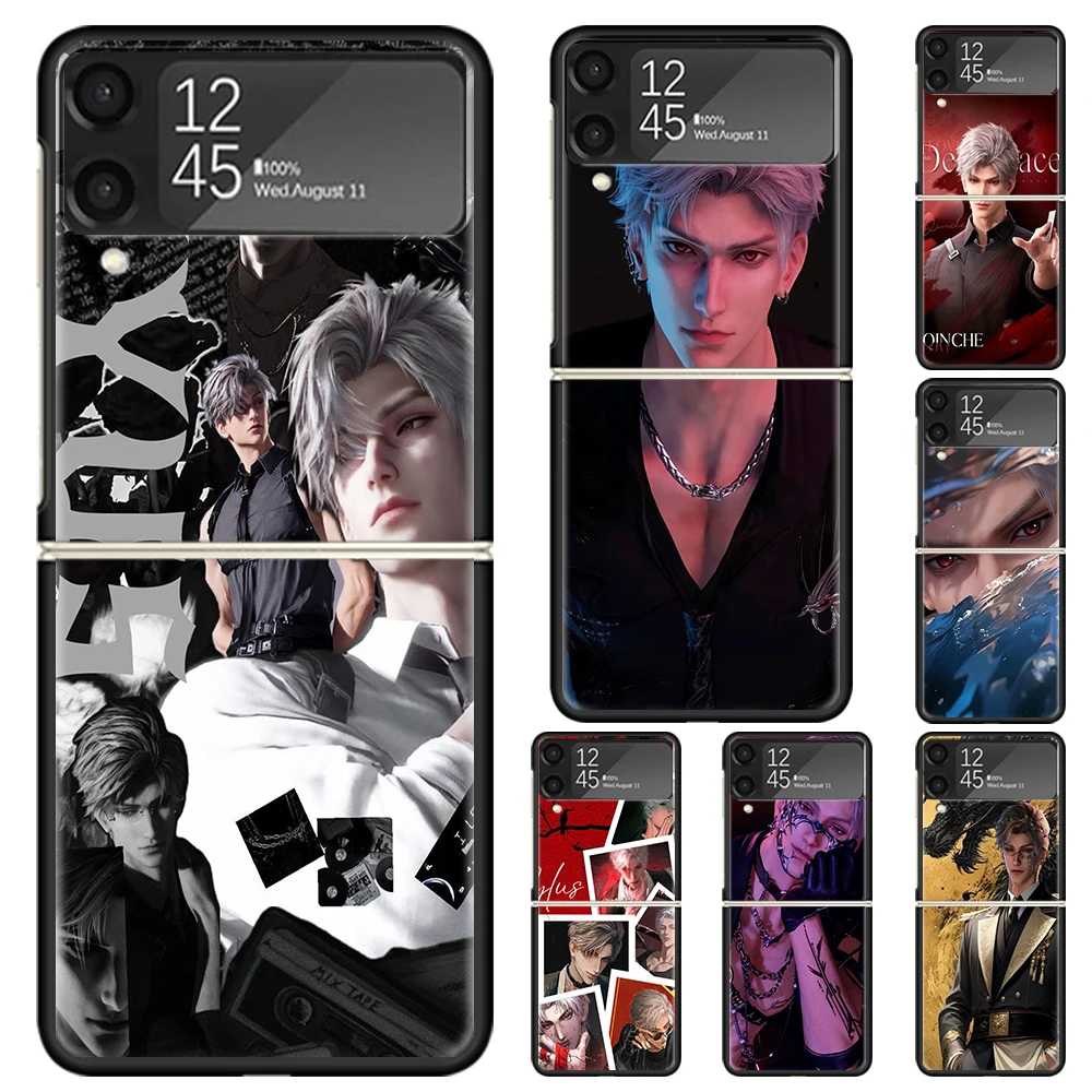 Love And Deepspace Sylus Hard PC Phone Case For Samsung Galaxy Z Flip 7 6 5 4 3 Black ZFlip7 ZFlip6 Flip5 Flip4 Flip3 5G Print C