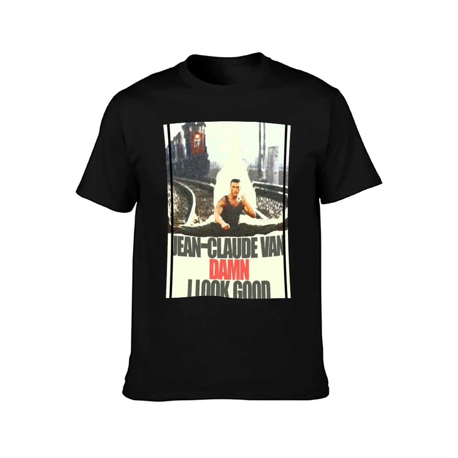 Jean-claude Van Damn T-Shirt, Summer Casual Cotton Tee, Oversized Streetwear Tops, Vintage Graphic Print, Loose Fit Short Sleeve