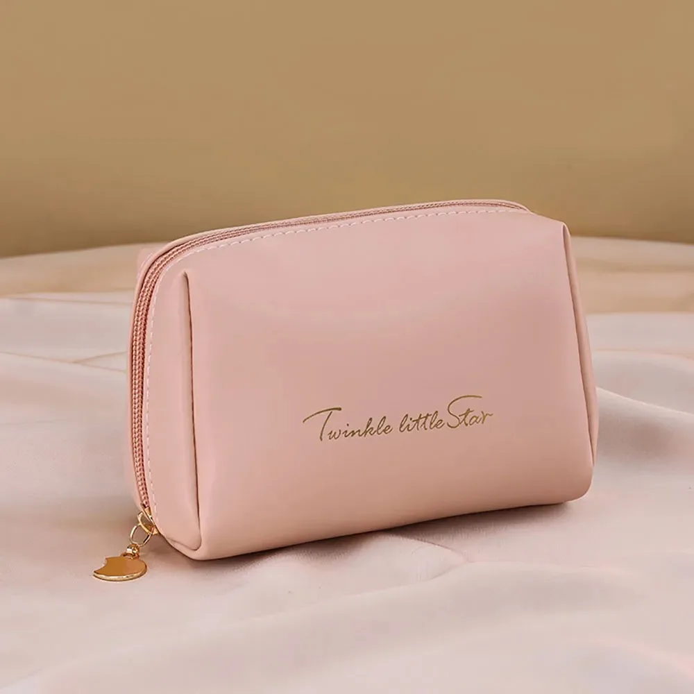 Travel Cosmetic Bag,Cosmetic Organiser,Waterproof PU Leather Wash Bag,Wide Opening Flat Cosmetic Case,Cosmetic Bag With Divider