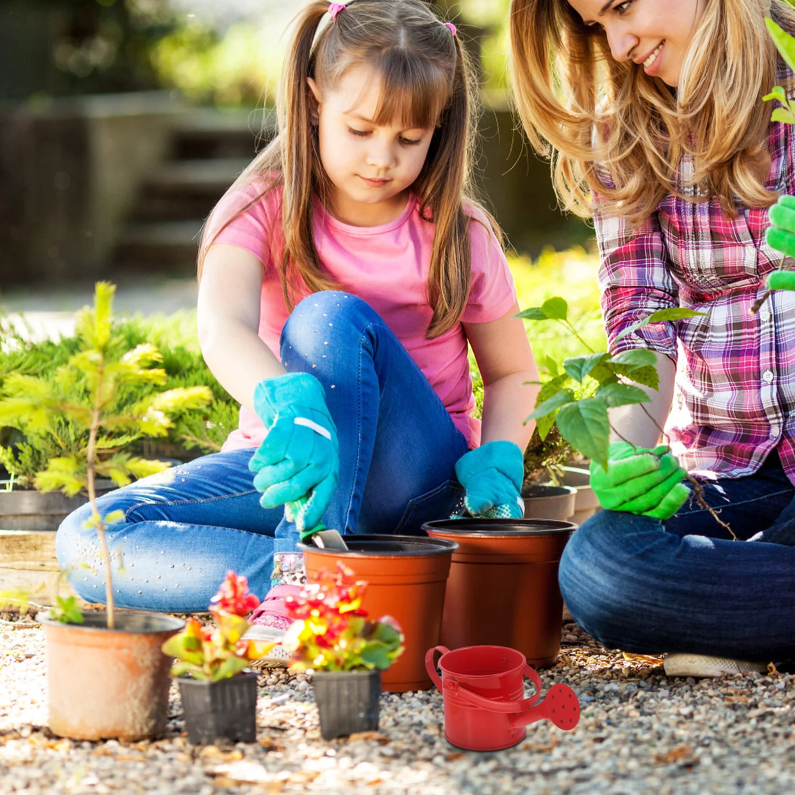 6pcs Garden Watering Can Iron Watering Kettle Lightweight Kids Plastic Pot Bottle Durable Portable For Succulents Plants Home