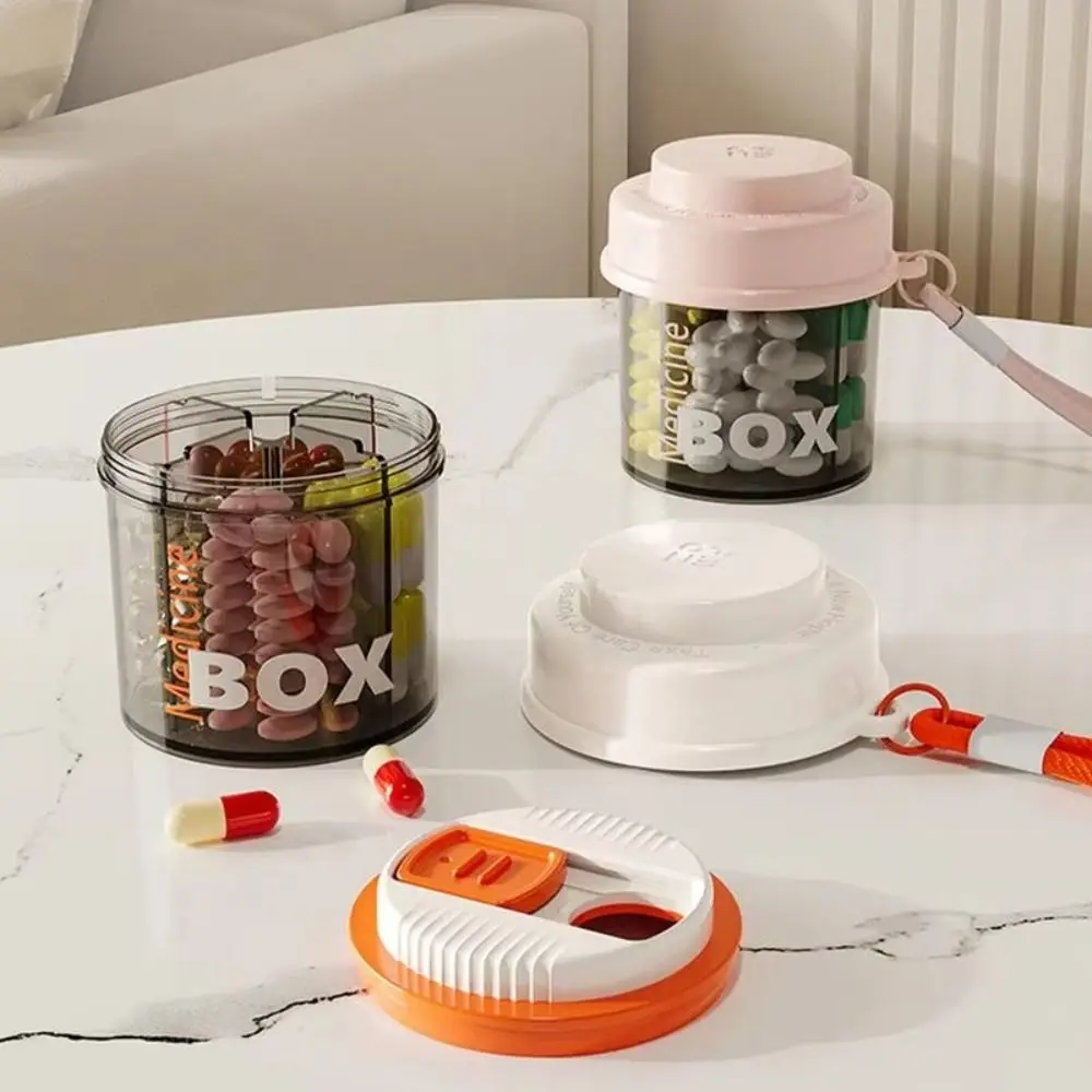 New Portable Sealed Pill Case Rotatable Visual Window Pill Storage Box with Lid Small Travel Pill Dispenser