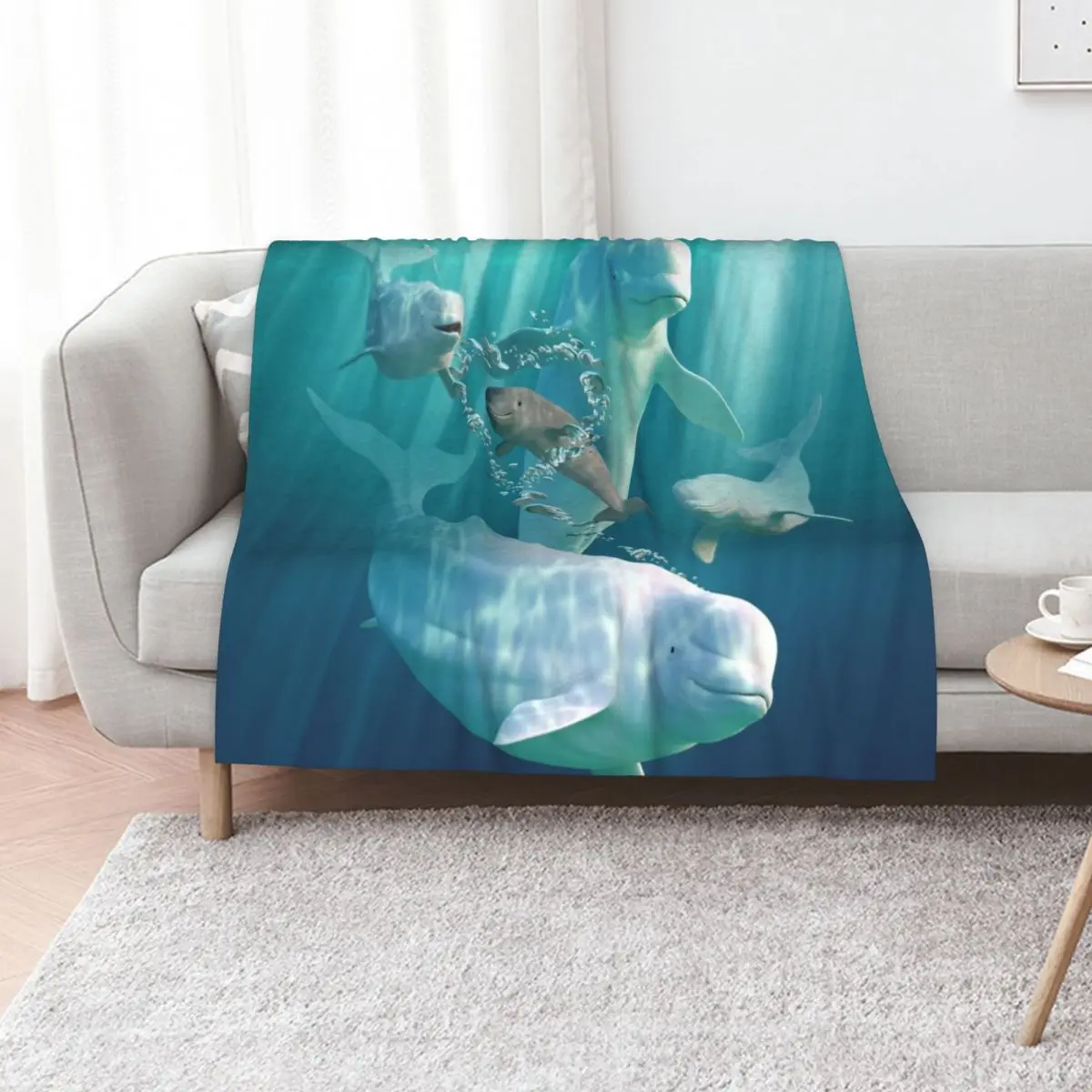 Beluga Bubbles Throw Blanket Custom Thermals For Travel Thin blankets and throws Soft Plush Plaid decorative Blankets