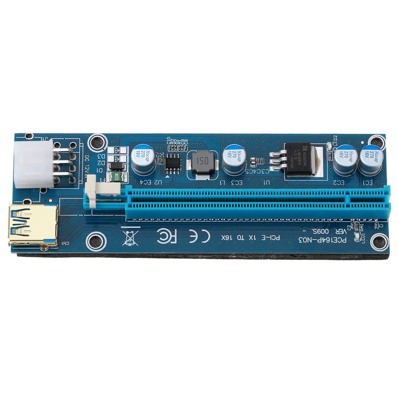 Riser VER009S 0.6M LED PCIE PCI-E 1X to 16X Riser Card 15Pin SATA to 6Pin Power Gold plated USB 3.0 for BTC Bitcoin Miner Mining
