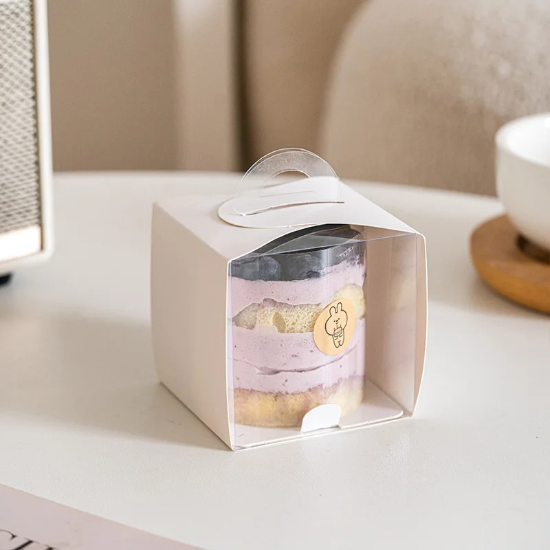 Transparent Cake Packaging Box Handheld 2 Inch 3 Inch Three Inch Layered Cut Cake Box Packaging Paper for Baking And Cooking