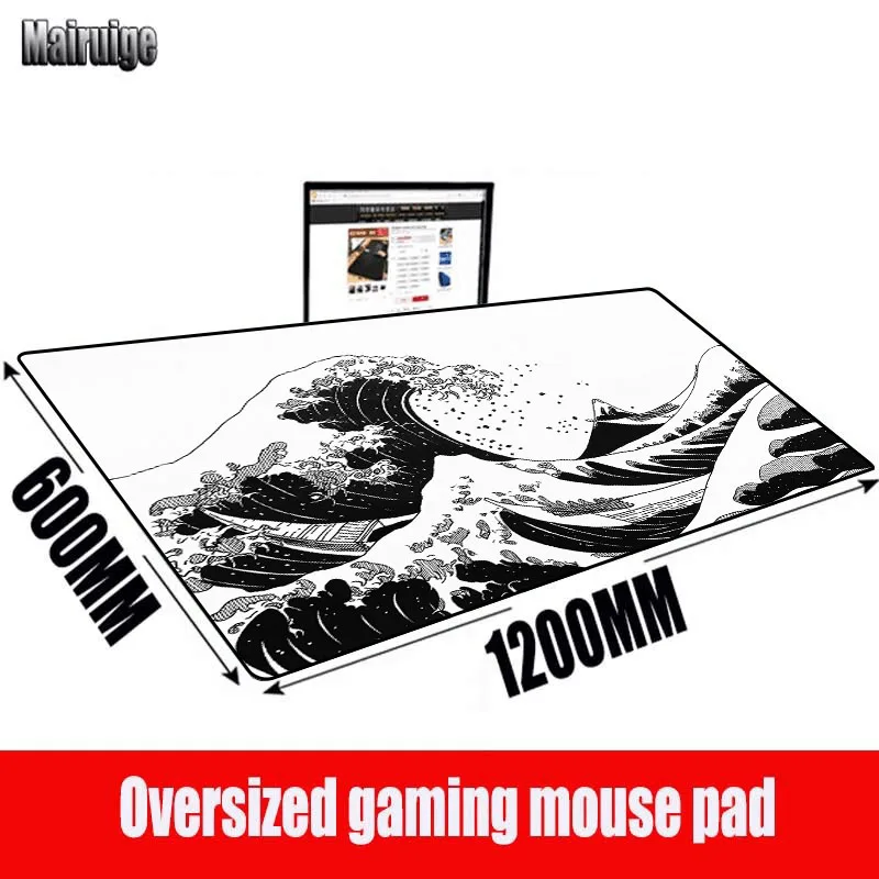 Mouse Pad Xxl Japanese Waves Pc Gamer Accessories Carpet Desk Pad Mat Set Up The Table Kawaii Computer Table Mouse Pads White