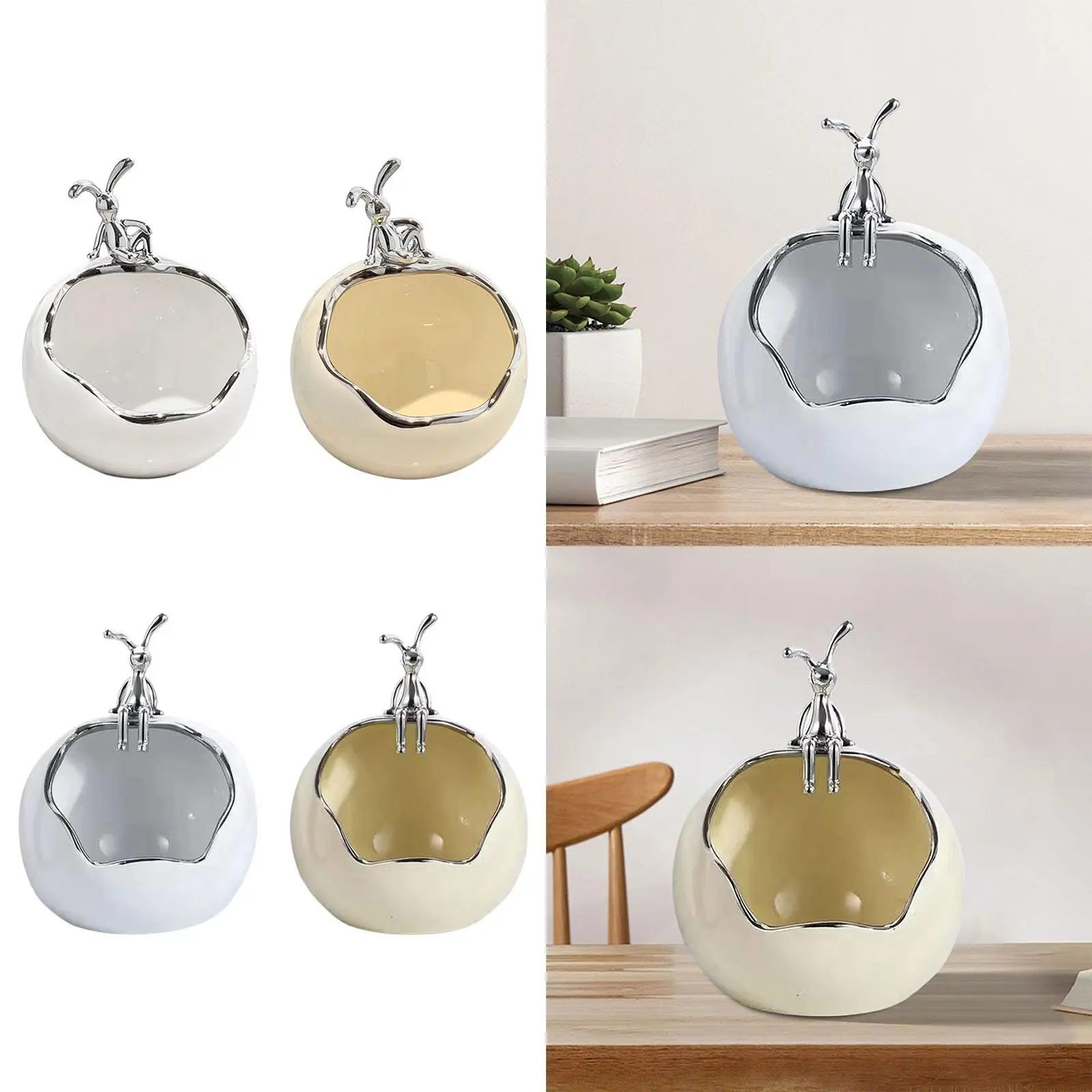 

Rabbit Storage Box Sundries Container Home Decor Rabbit Statue Key Storage Box Animal Ceramic Sculpture for Entrance Corridor