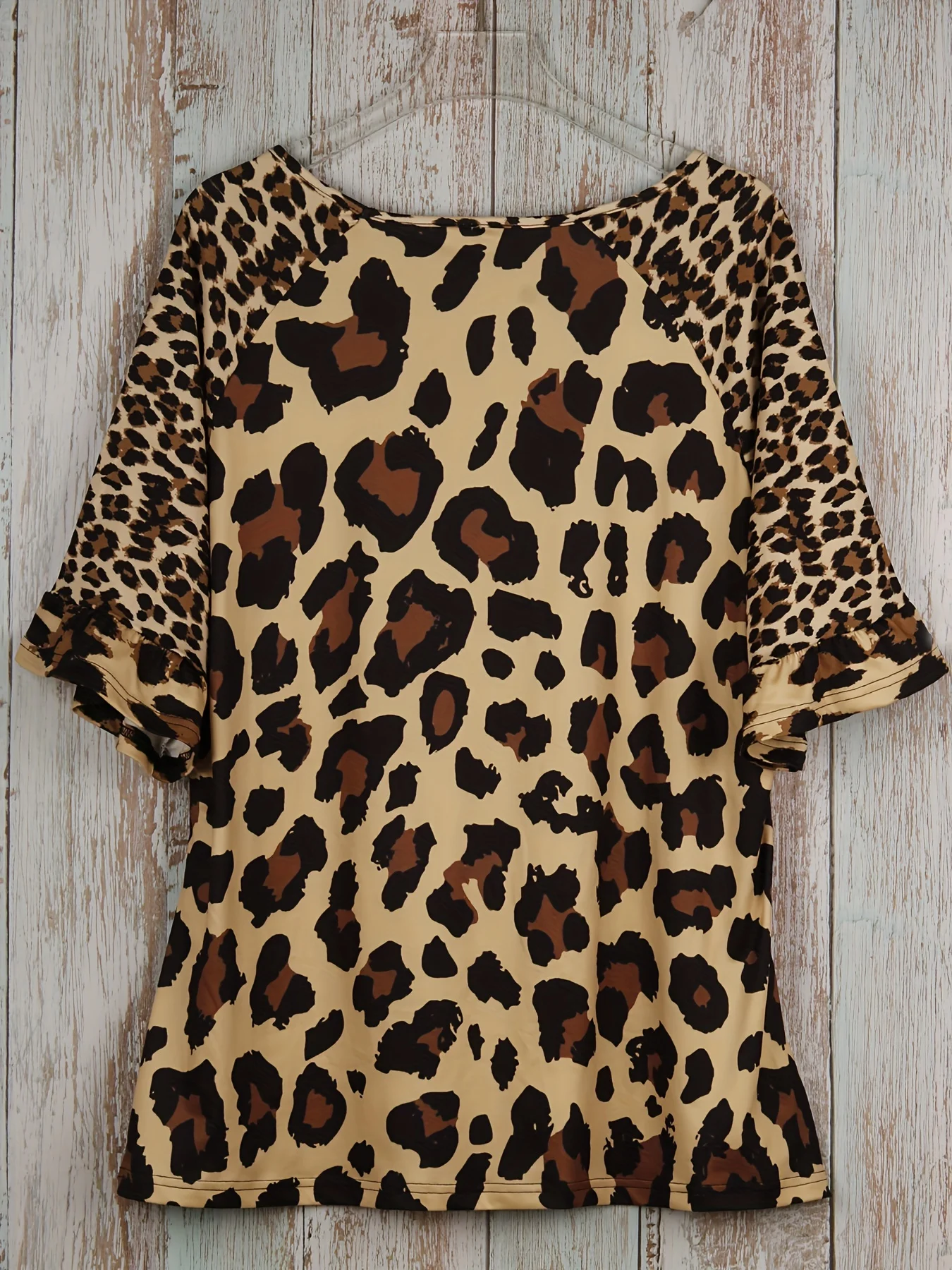 Plus Size Leopard Print T-Shirt Casual Short Sleeve Top Na Wiosnę i Lato Odzież Damska Plus Size