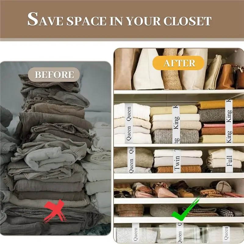 SEWS-Bed Sheet Organizer Bands(20 Pieces), For Linen Closet Organizer, Storage Accessories-Size Label Tags Included