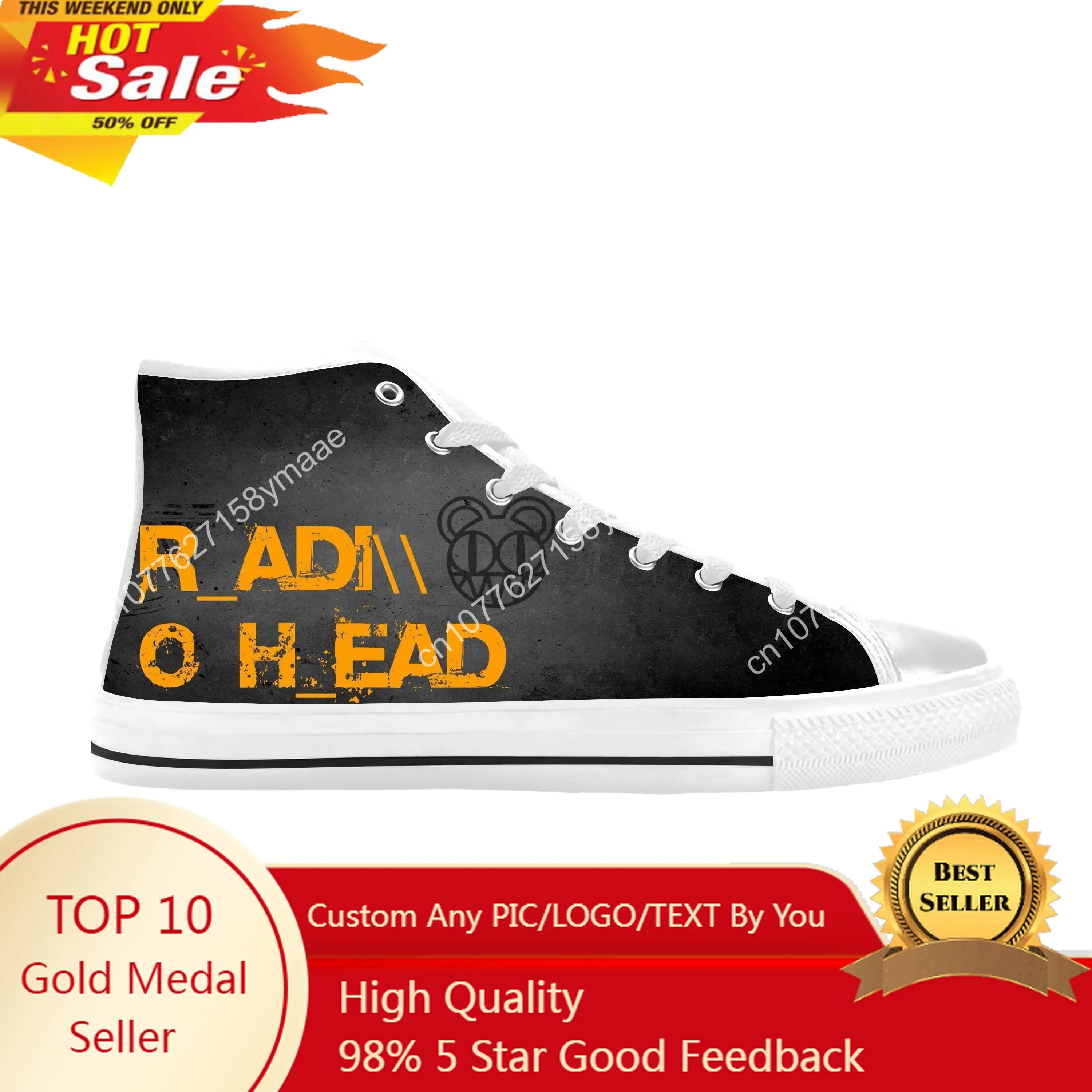 

Radiohead Rock Band Music Singer Mouse Cool Funny Casual Cloth Shoes High Top Comfortable Breathable 3D Print Men Women Sneakers