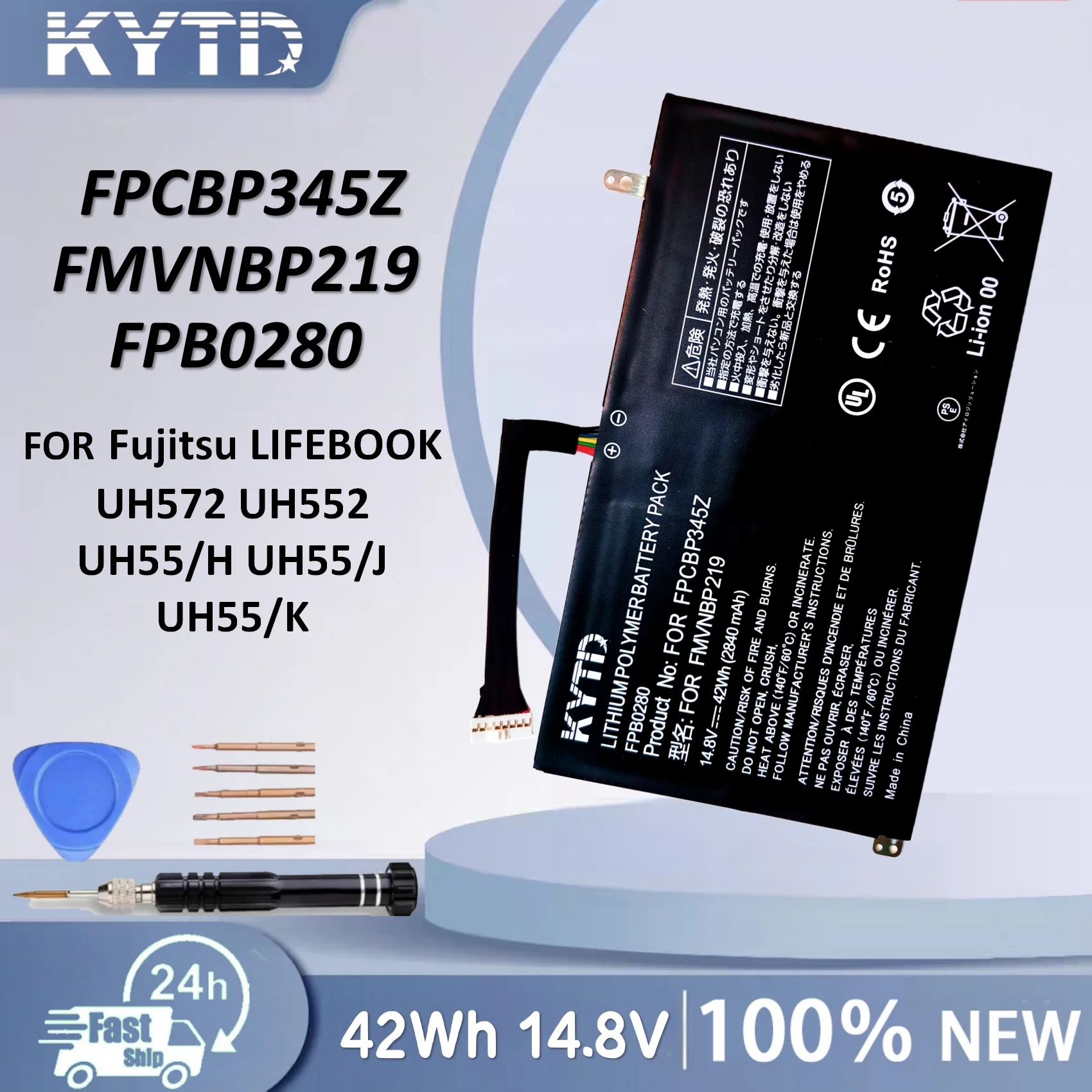 KYTD Laptop Battery For Fujitsu LifeBook UH572 UH552 Ultrabook Series FMVNBP219 FPB0280 FPCBP345Z 14.8V 2840mAh
