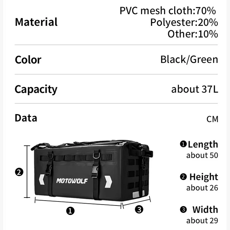Motorcycle  Back Seat Bag 37L/40L/66L/90L Universal Scooter Travel Cycling Riding Luggage Dry Bag Roll Pack Saddle bag Seat Bag