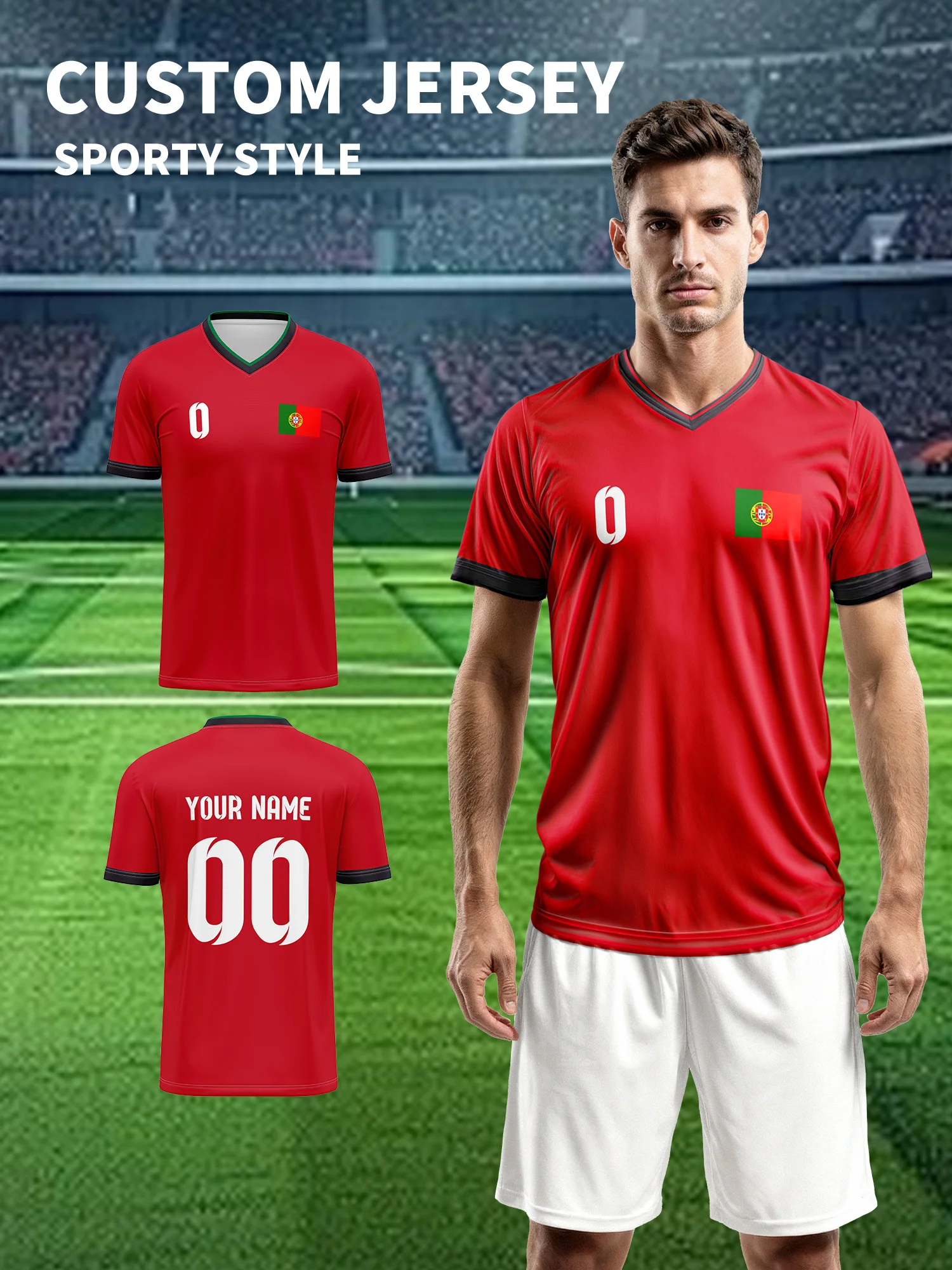 

Новая спортивная футболка с V-образным вырезом 2026 года – с возможностью нанесения имени и номера, быстросохнущая, дышащая, комфортная, для повседневной носки, спортзала, бега