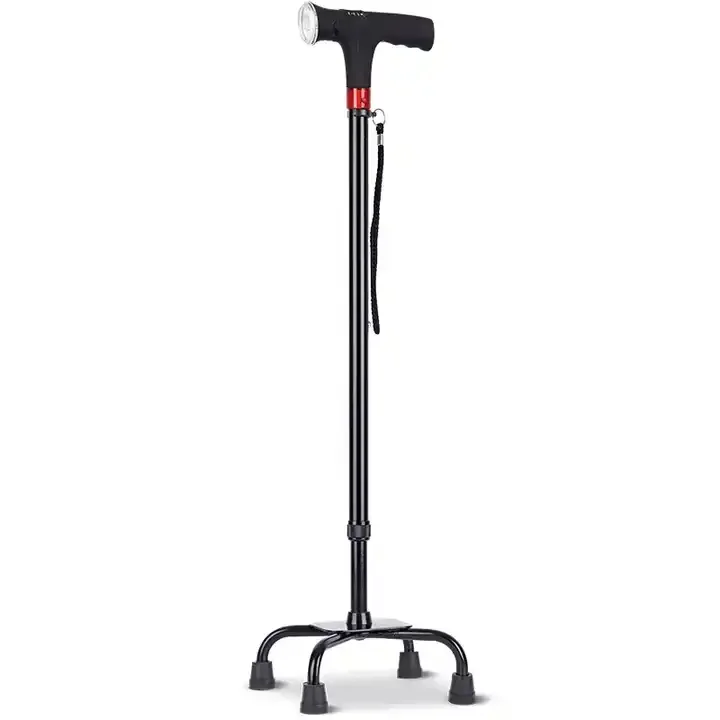 

Four-legged Crutches Non-slip Cane Adjustable LED Light Mobility Aids Elderly Stretchable Walking Stick