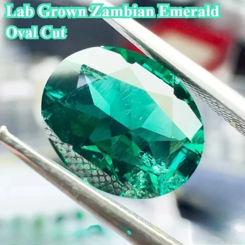 Hand Cutting Lab Grown Zambian Emeralds Hydrothermal Multiple Shapes with Cracks Inclusions Inside Selectable Certificate