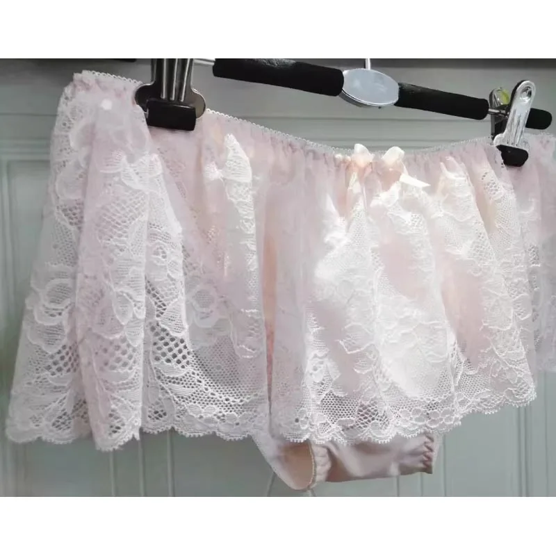 

Men's Lace Bow Pleated Skirt Briefs Sissy Cross-dressing Lolita Panties Night Club Private Party Sexy Men's Underwear BF