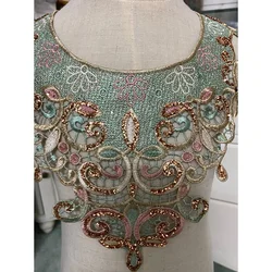 1Pc tessuto ricamato 3D rosa colore fiore Venise pizzo cucito Applique colletto in pizzo scollatura collare antico accessori Applique