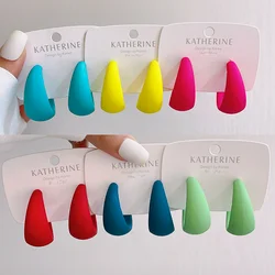 Korean Candy Color C-shaped Hoop Earrings For Women Girls Geometric Matt Rose Red Hoop Earrings 2022 Summer Party Jewelry Gifts