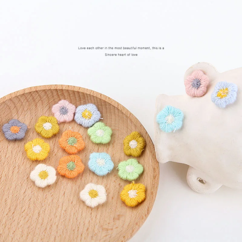 10pcs Diy Handmade Girl Department Sweet Wool Braided Floret Earrings Hair Accessories Material Charm For Making Jewelry