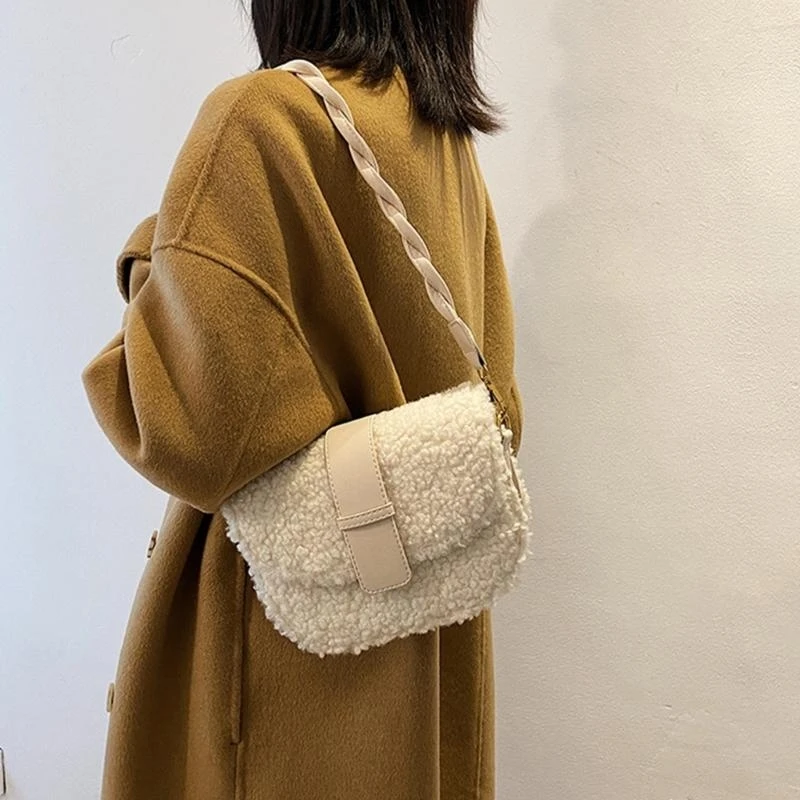 

G5AE Trendy Women Handbag with Weave Strap Fashionable Women Shoulder Bag