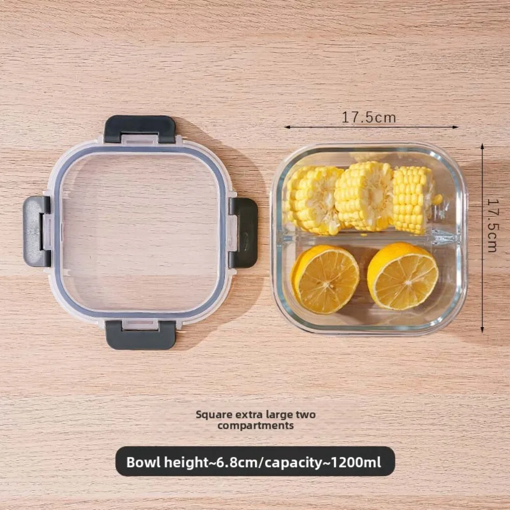 

Rectangular High Borosilicate Glass Food Storage Container Microwave Safe Bento Box for Office Lunch Home Kitchen Use 124