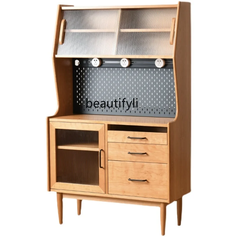 

Nordic Cherrywood Side Cabinet Black Walnut Electric Slide Sideboard Changhong Lockers with Glass Door