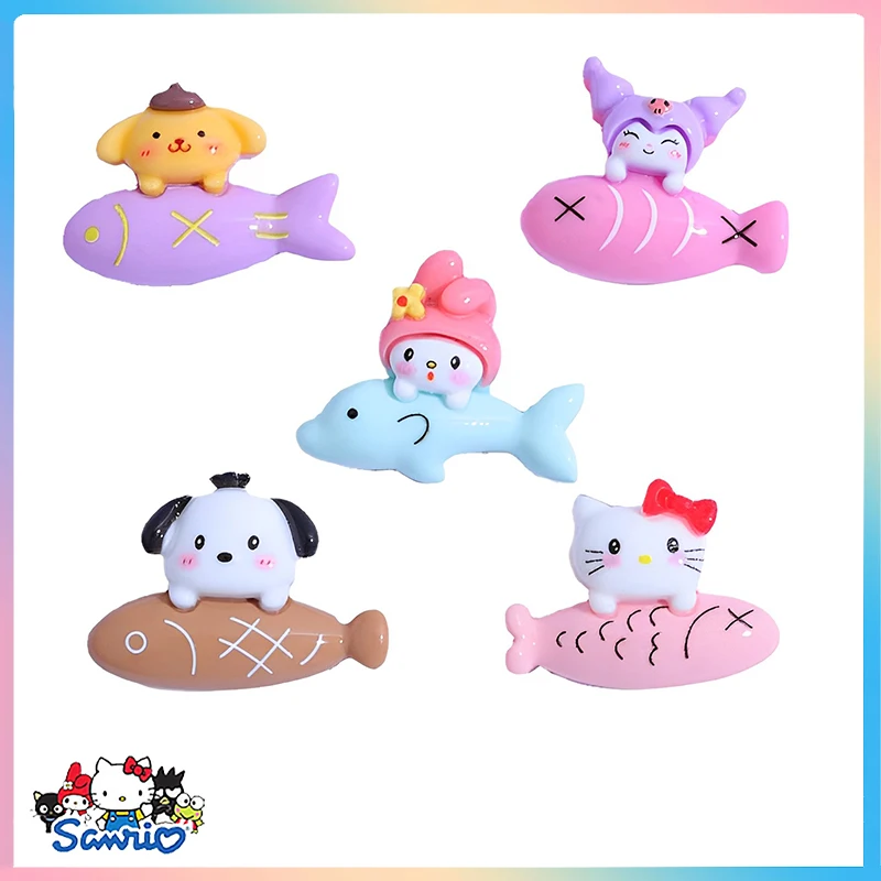 10Pcs Charm Sanrios Kuromi Accessories Hellokitty Melody Pochacco Cinnamoroll Pompompurin Diy Fish Accessories Anime Cartoon Toy