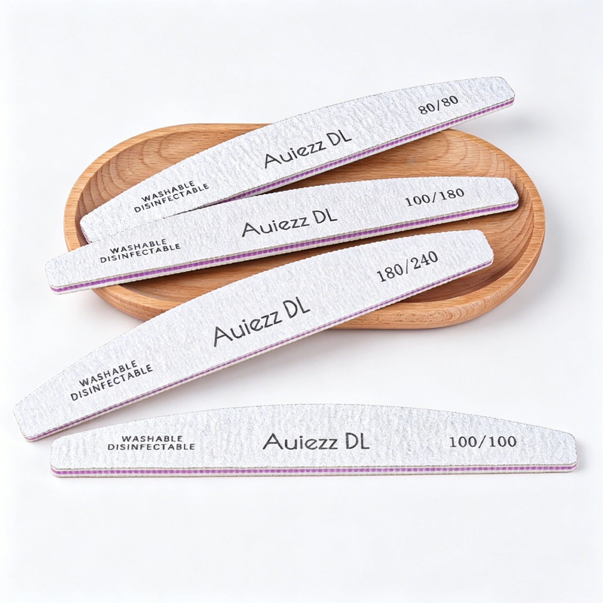 5/10Pcs Professional Double Sided Nail File 100/180/240 Grit Thick Grey Boat Curved Manicure Sanding Tool for Pedicure Care