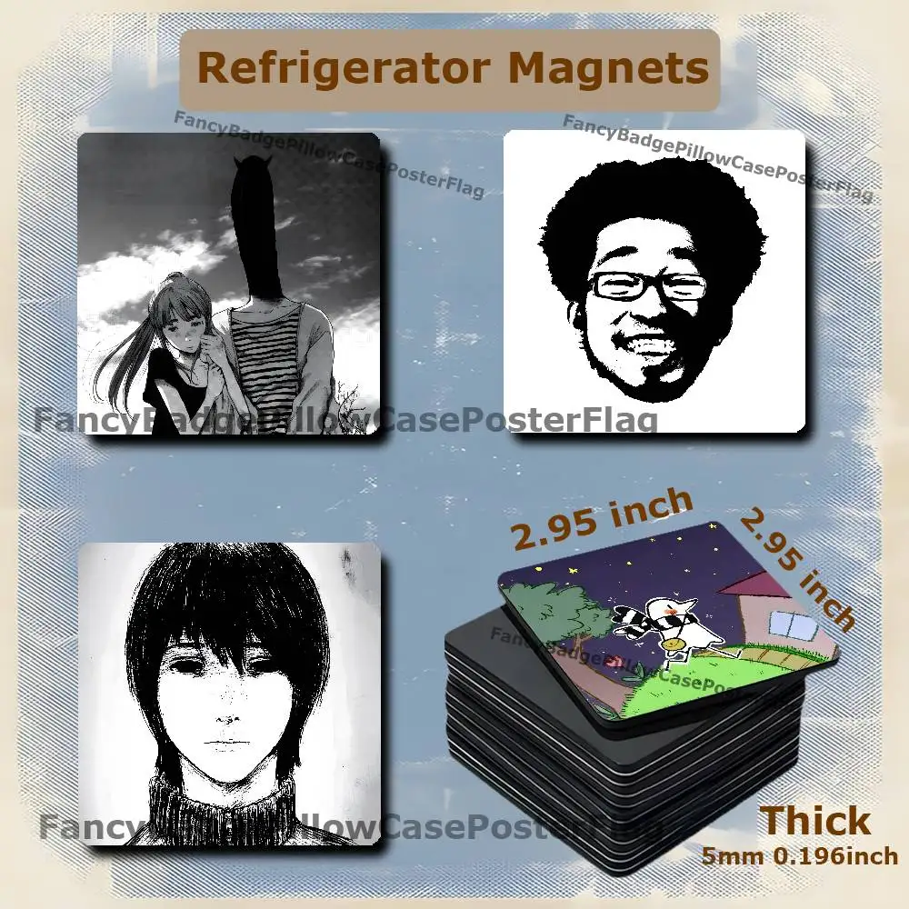 

Oyasumi G-Goodnight P-Punpun Fridge Refrigerator Magnet Set Creative Square Decorative Adhesive Stickers Magnets Festival Gift