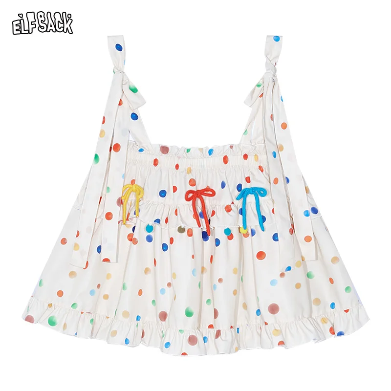 ELFSACK 2025 Summer New Arrivals Y2K Dopamine Lace Up Camisole Vest For Women