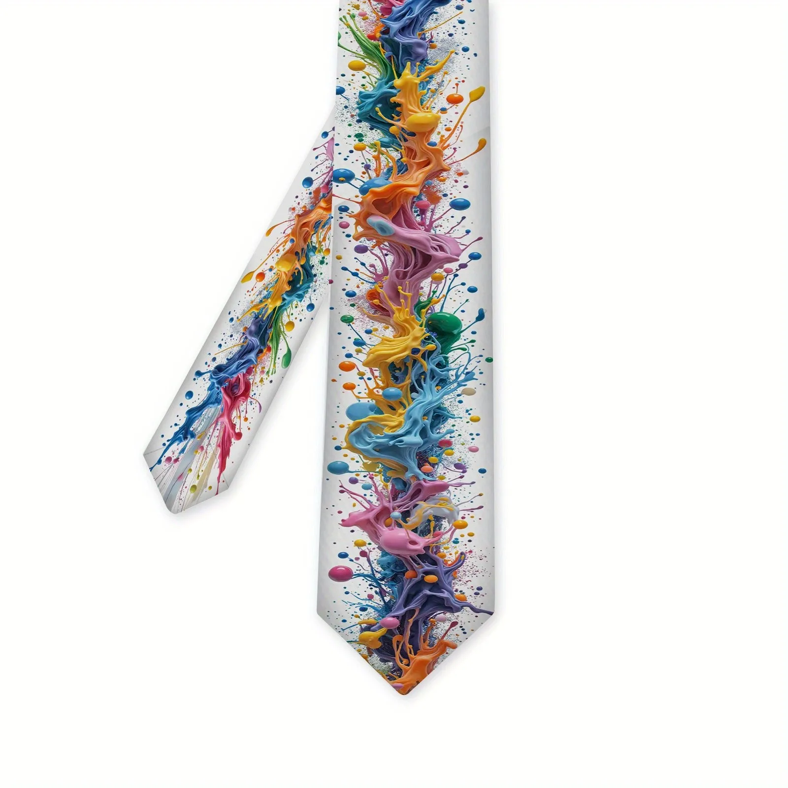 1pc Men's Graffiti Print Tie Vibrant Color Splash Design 100% Polyester Durable Fabric for Weddings Professional Attire