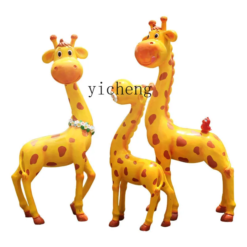 ZK Cartoon Giraffe Sculpture FRP Kindergarten Shopping Mall Landscape Animal Ornaments