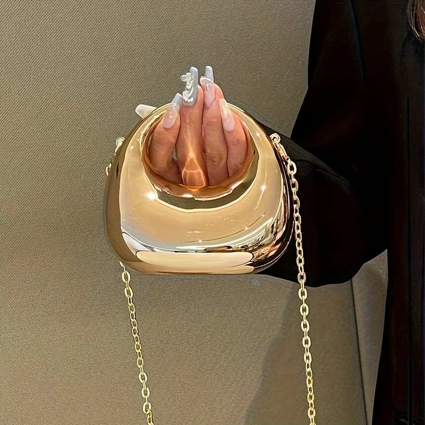 The Trumpeter Carries a Bag, a Crescent-Shaped Cross-Body Bag - A Shiny Evening Bag, Suitable for Balls and Sequined Outfits