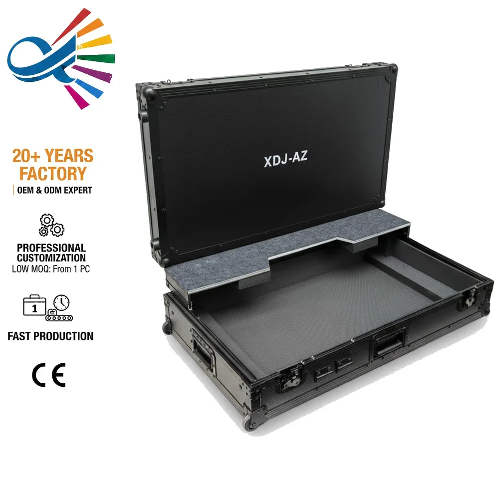 Professional DJ Controller Road Case with Laptop Shelf Protective Storage Trunk for Live Performance Stage Touring Gear