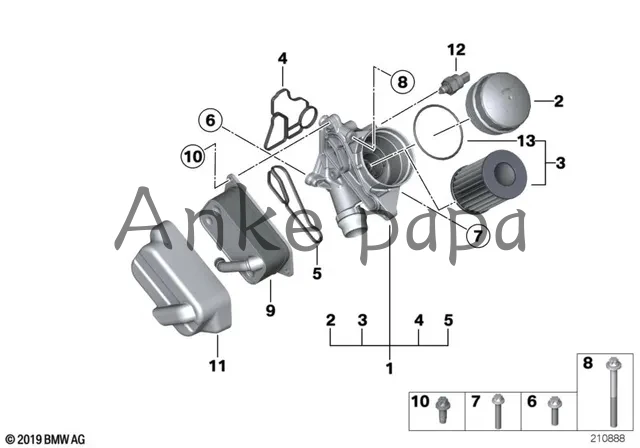 Original Oil Cooler Seal Gasket For BM E90 E60 E61 E70 E71 11428637820 11428637821 11427537293 Oli Filter Gasket 5 Set 10 Pcs