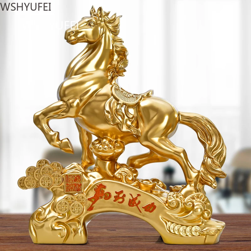 Successfully Displayed Items on Horseback Chinese Style Wealth Attracting Decoration in The Living Room Resin Statue of A Horse