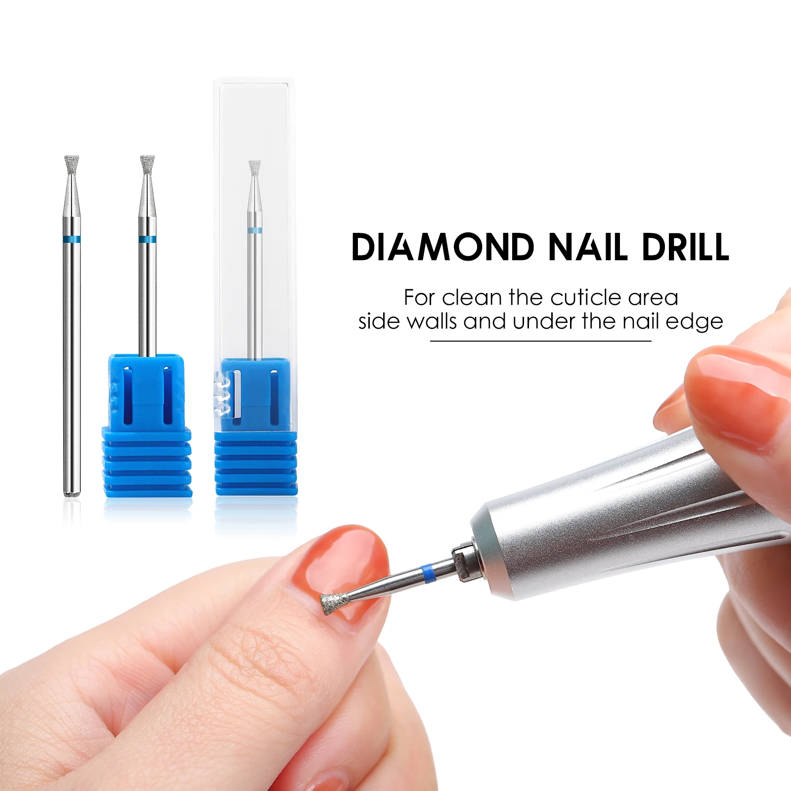 Invertido cone prego brocas fino diamante cutícula limpo rebarba russo moinhos manicure elétrica brocas unhas acessórios