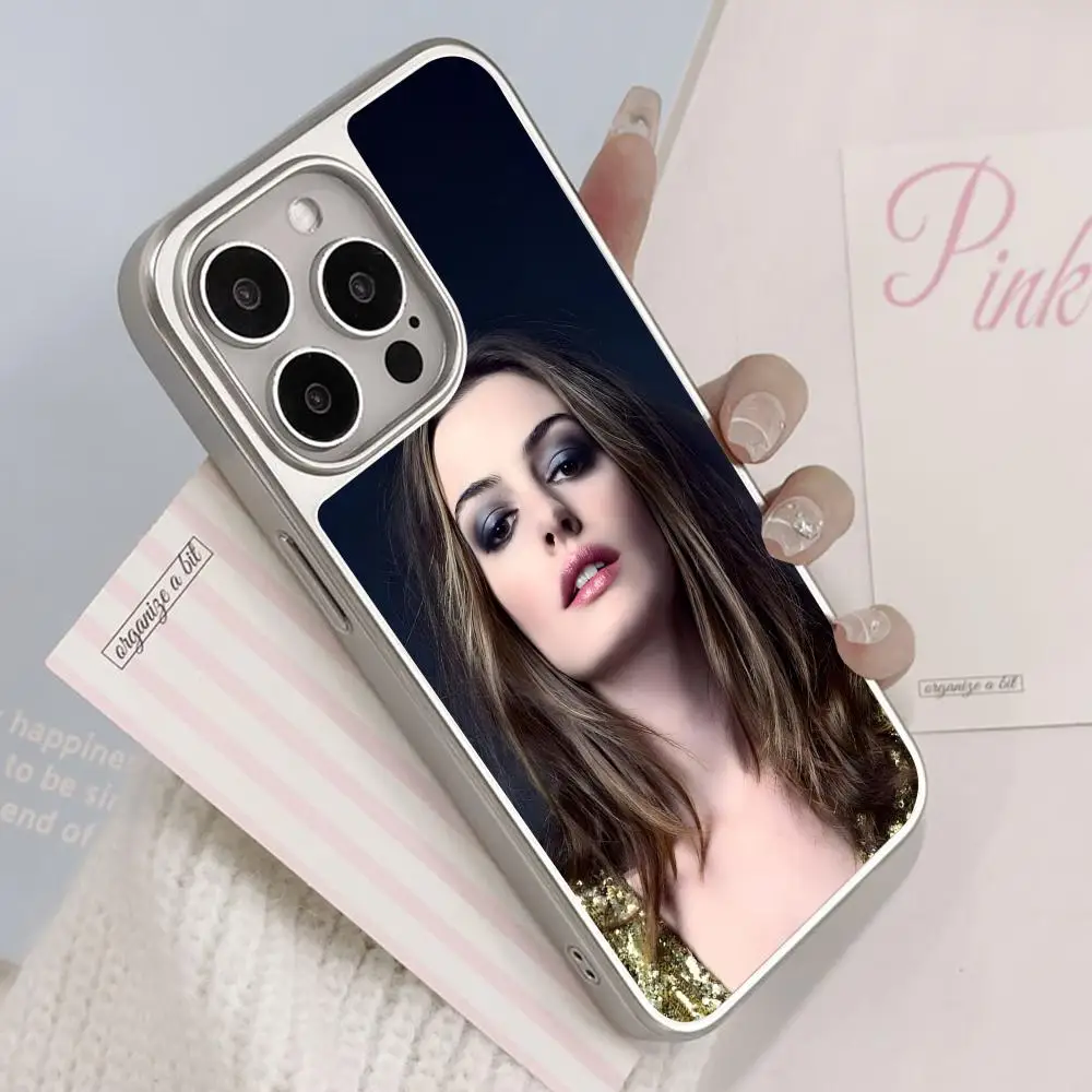 

Anne Hathaway Mobile Phone Case for iPhone 17 16 15 14 13 12 11 Air Pro Max Plus Silver Plating Colorful Cover Cellphones Luxury