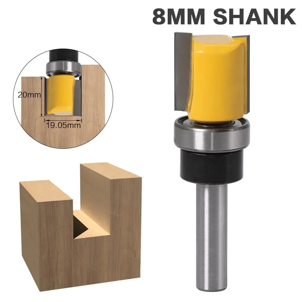 1PC 8mm Shank Template Trim Hinge Mortising Router Bit Straight end mill trimmer cleaning flush trim Tenon Cutter forWoodworking