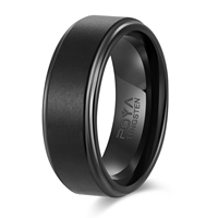 Poya 8mm Black Plated Tungsten Carbide Rings Engagement Band for Men