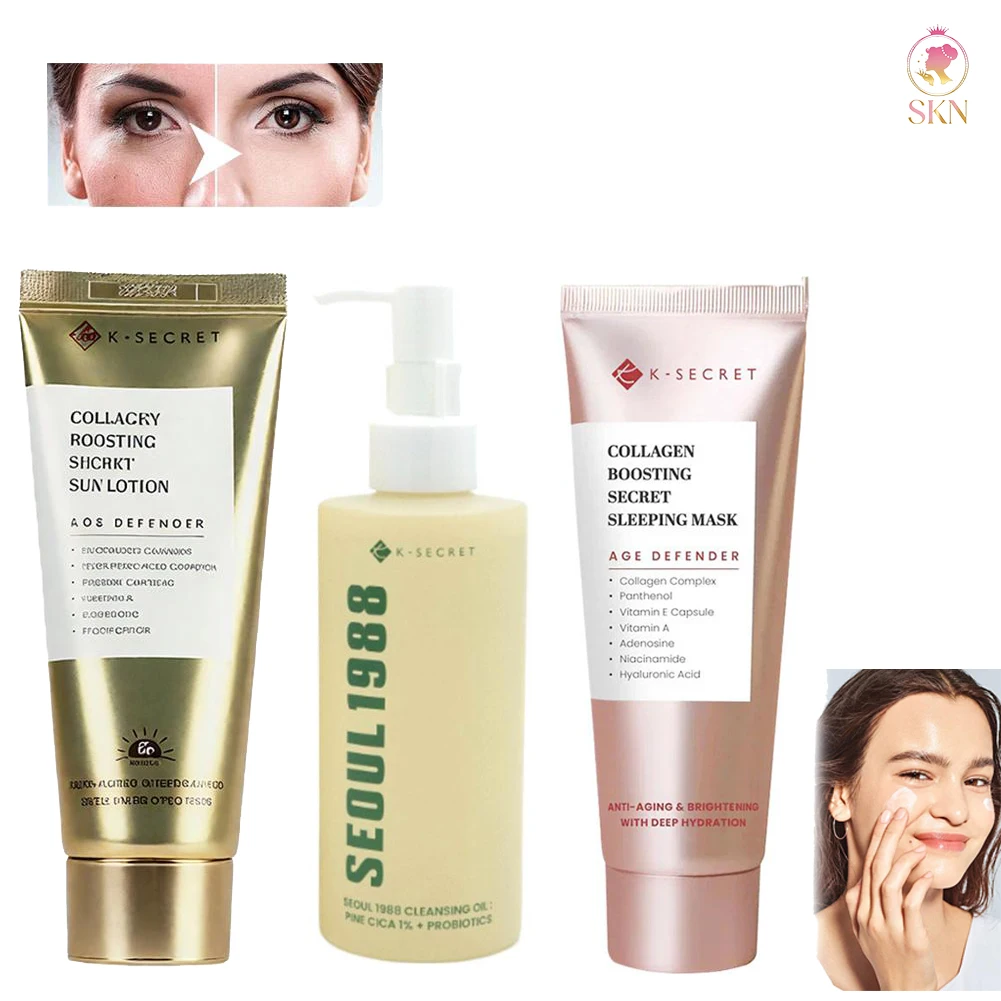 Set de Cuidado Facial de Centella Asiática: Iluminador, Hidratante, Calmante, Mascarilla Nocturna, Aceite Limpiador, Protector Solar, Set de Cuidado Refrescante y Calmante