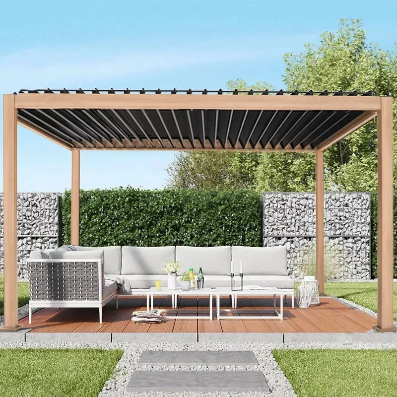 Factory New Design  Motorized Screen Roller Blinds Outdoor Aluminium Louvre Roof Sunshade