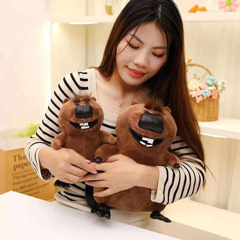 New Anime Lifelike Smile Beaver Plush Toys Soft Cartoon Brown Beaver Doll Funny Toys For Children Cute Decor For Room/Car
