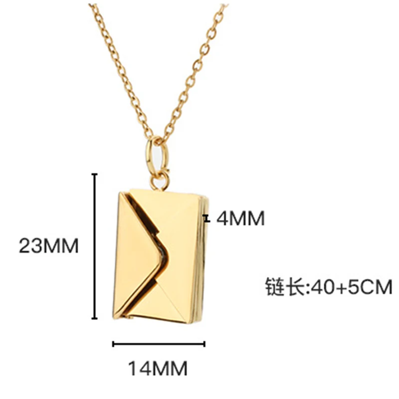 VQYSKO Love Letter Envelope Pendant Necklace Customized Stainless Steel Jewelry Confession Love You for Valentine Day Mother Day