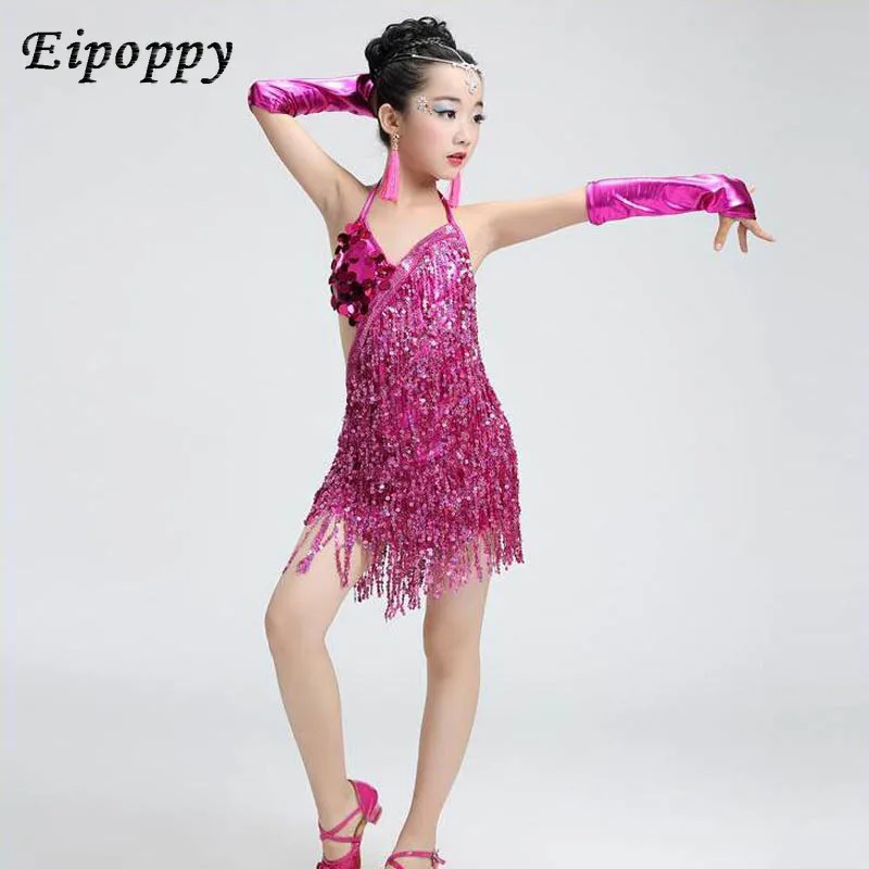 子供のためのプリンセスダンスドレス,ラタンダンスアパレル,女の子のためのボールルームダンスコスチューム,スパンコール