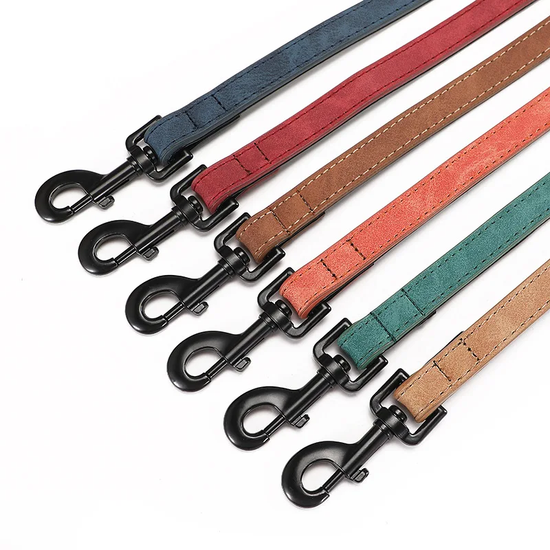 Rolled Leather Dog Collar and Leash, Durable Round Personalized Collars, Small, Medium, Large Dogs, Puppy, Cat