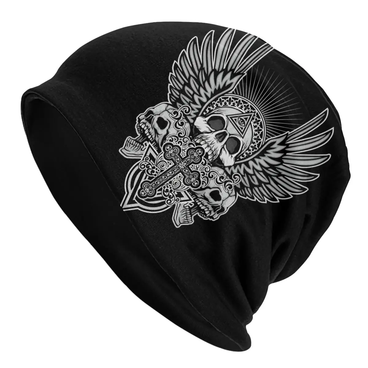 Bonnet Hats Grunge Skulls Men Women's Thin Skullies Beanies Hat Angel Wings And Cross Autumn Spring Warm Cap Street Caps