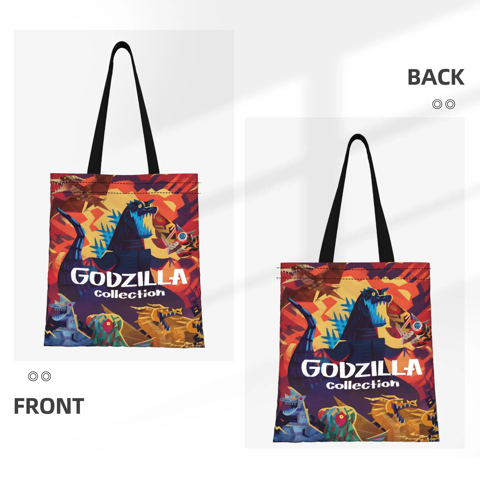 1PC Monster Collection Canvas Tote Bag Godzilla Handbag Outdoor Handbag Trendy Tote
