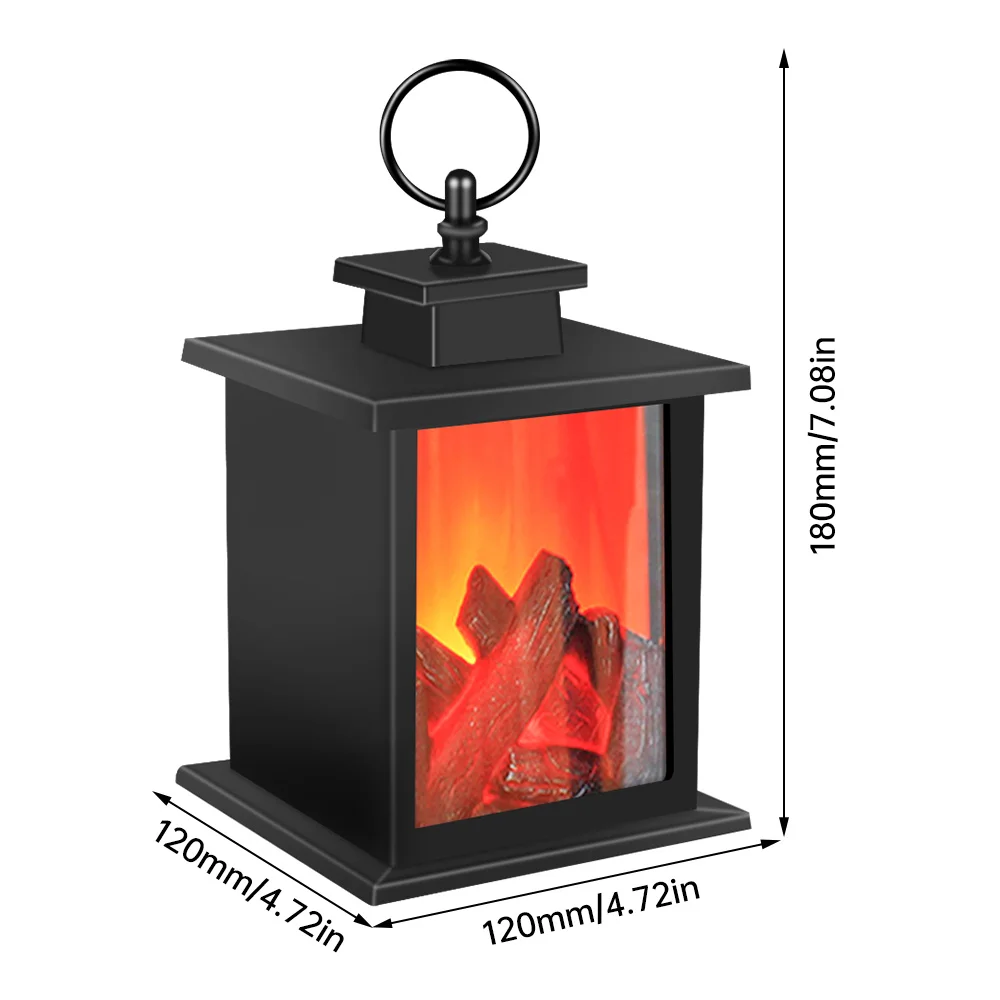 Decorative LED Lantern Lamp Simulation Flame Fireplace Night Light Battery Powered Courtyard Living Room Outdoor Camping Lights