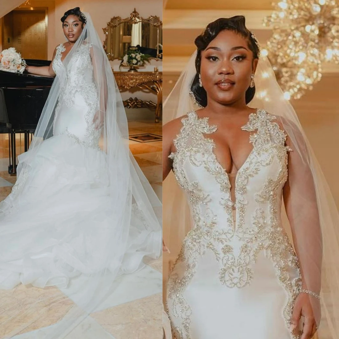 

Индивидуальное свадебное платье в арабском стиле с V-образным вырезом и блестящими кристаллами для невесты Robe De Mariée, свадебное платье без рукавов из органзы