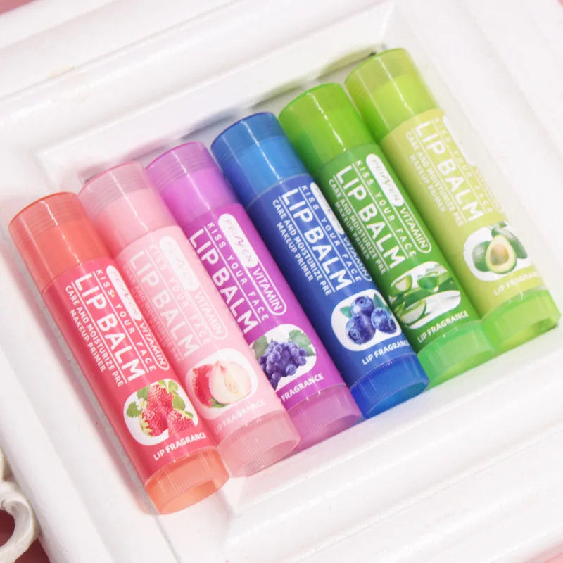 6PCS Fruity Lip Balm Set – Hydrating & Nourishing Lip Care with Strawberry Peach Grape Aloe Blueberry Avocado
